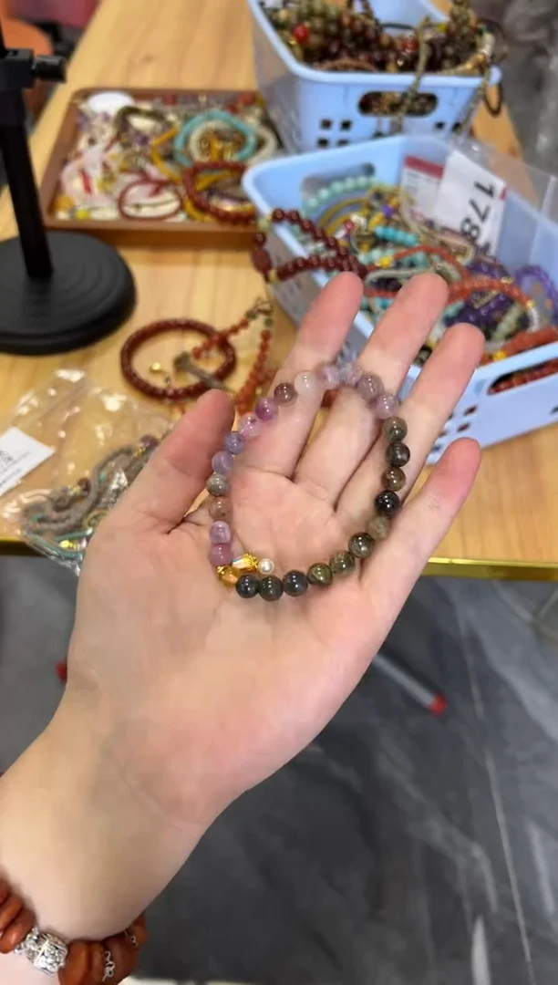 手链未镶嵌碧玺西瓜彩虹碧玺搭配款手链[0619]