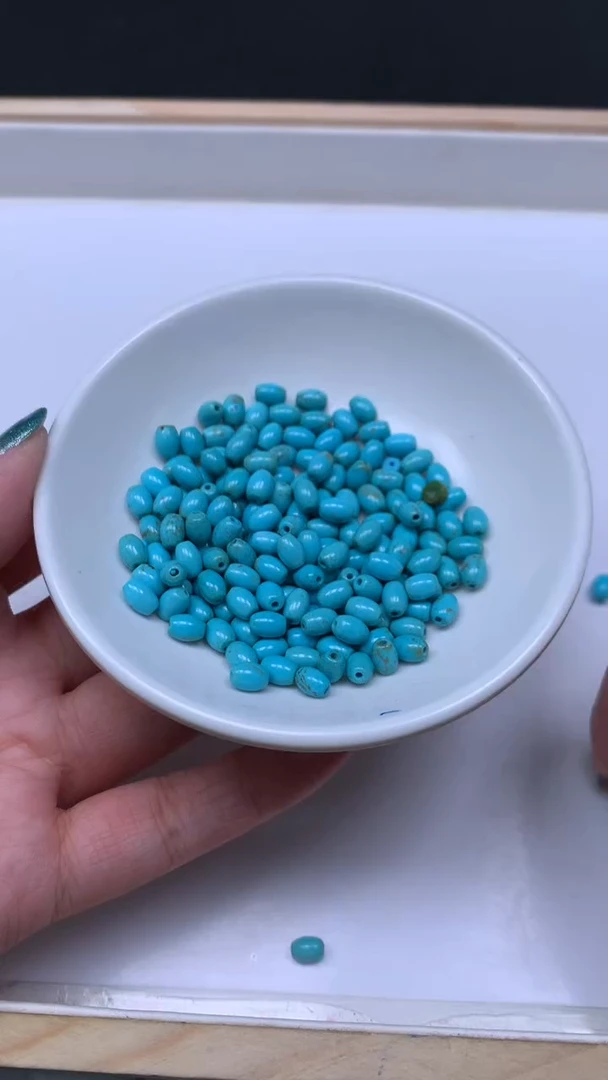 未镶嵌玛瑙手饰B1825 铁丝蓝绿 米珠4*6mm30个12元