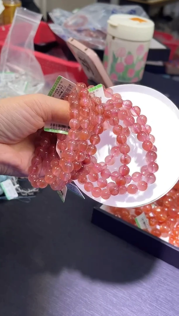 未镶嵌手串水晶J029-8mm紫红兔毛单圈-多样性发其一