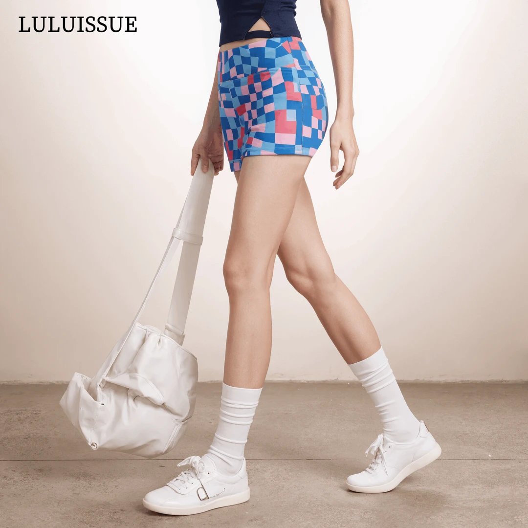 LULUISSUE艰苦|蓝色短裤夏季薄款百搭运动高腰提臀训练健身瑜伽裤