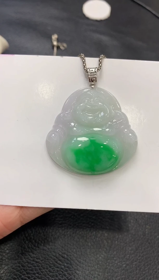 吊坠(不含链)18K金镶嵌翡翠佛