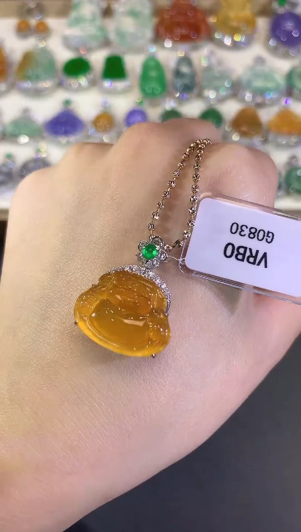 吊坠(不含链)18K金镶嵌翡翠成*13-米爷（不含链和扣