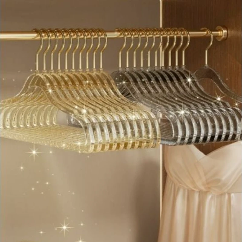 闪粉衣架透明阳台晾衣架家用超薄高颜值防滑无痕挂衣架日式服装店