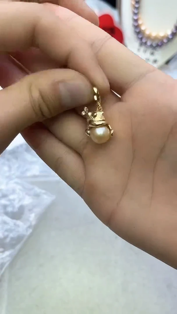 未镶嵌吊坠淡水珍珠中国红设计款吊坠