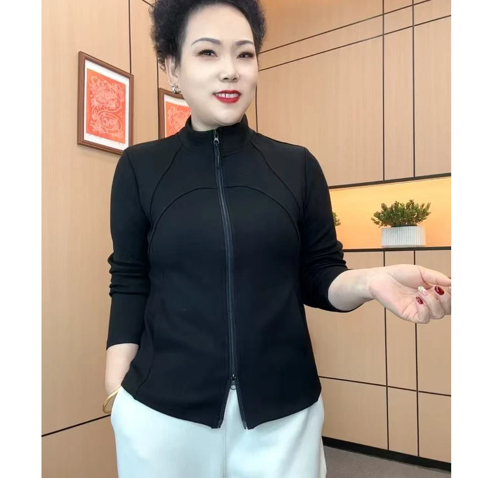 方姐优选 2025春季新款小蛮腰显瘦时尚洋气女装简约大方立领卫衣