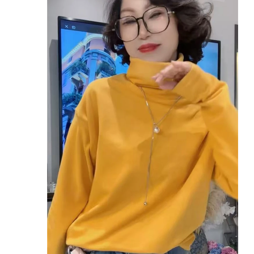 [68岁小姐姐]韩式冬季加厚保暖高领宽松显瘦长袖打底衫D26TA 6001