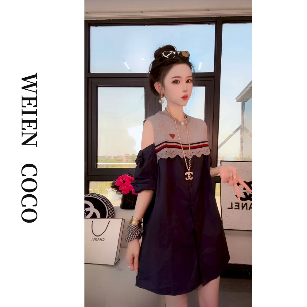 【薇恩COCO】露肩短袖显瘦连衣裙时尚百搭气质女款K5191