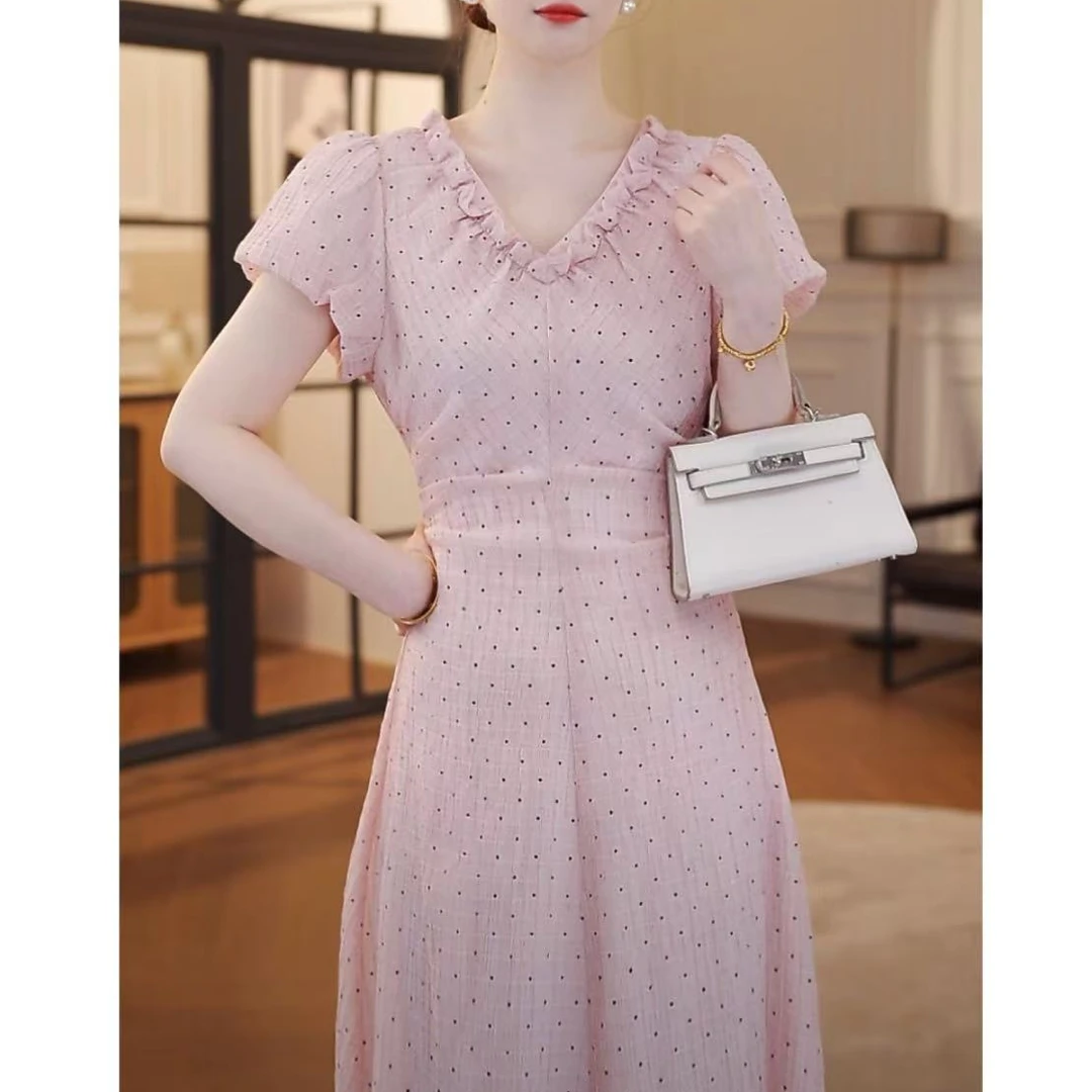 【双双&GERTCOREL】夏日点缀 经典款简约气质波点连衣裙 WG252L1143