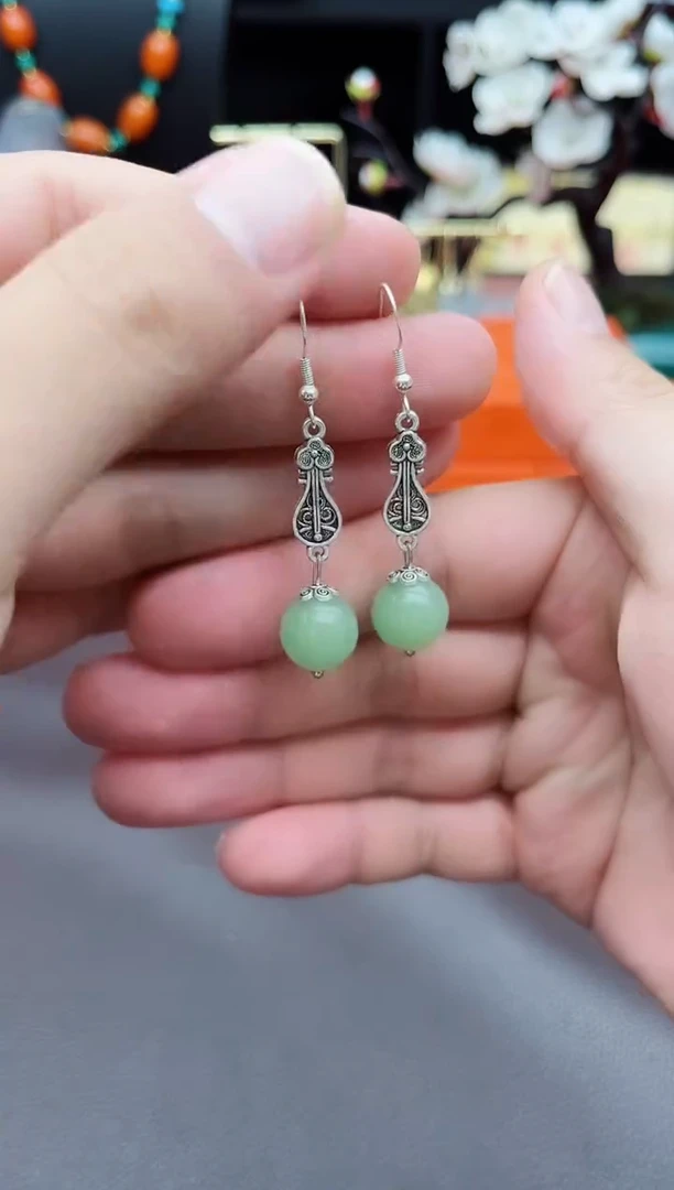 玛瑙/玉髓耳饰银S925镶嵌211000