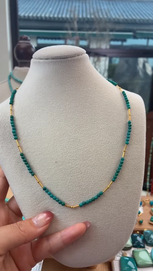 18K金镶嵌绿松石项链1