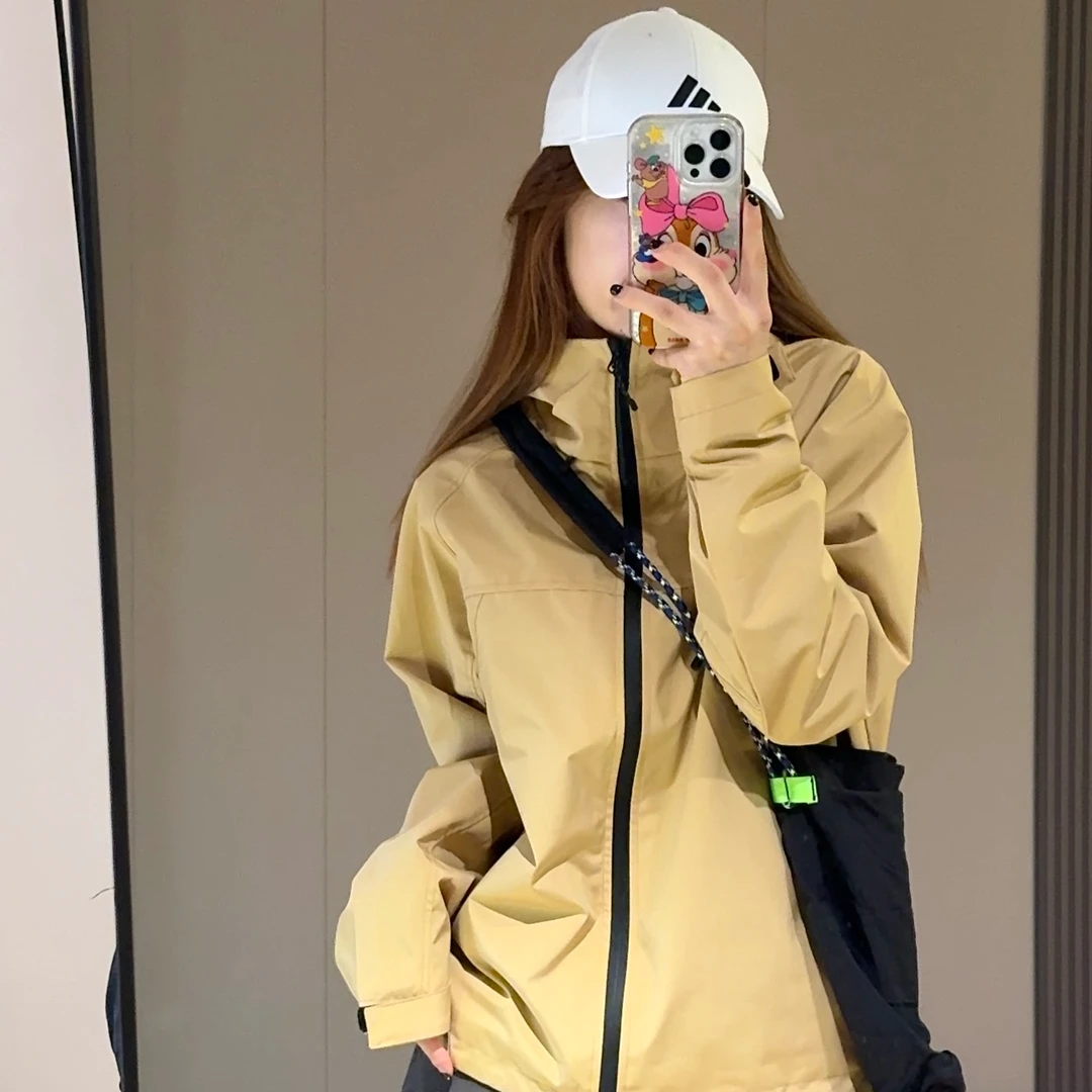 BAWEISA【2077】休闲情侣透气连帽秋冬韩版ins冲锋衣加绒防水