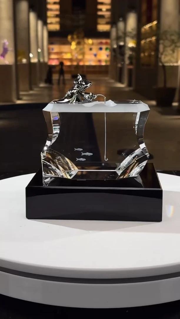 摆件极地生活-钓鱼艺术摆件+160*140黑色底座