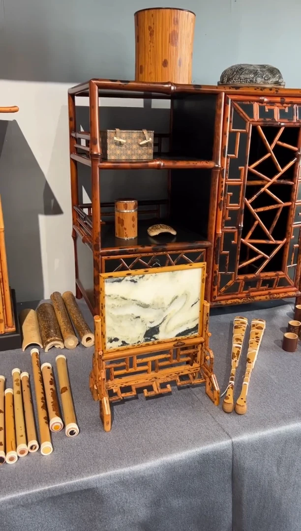 【闪购商品】扇子梅鹿竹砚屏榫卯