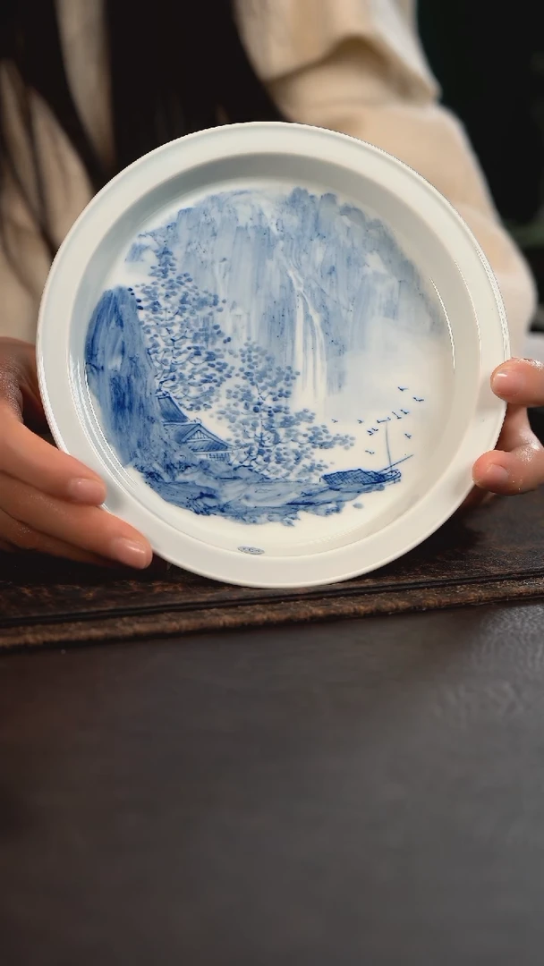 【闪购商品】杯433号HLX陶瓷写意山水大马蹄壶承