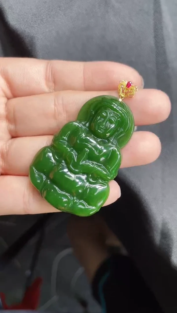 【闪购商品】和田玉吊坠18K金镶嵌多样性发一