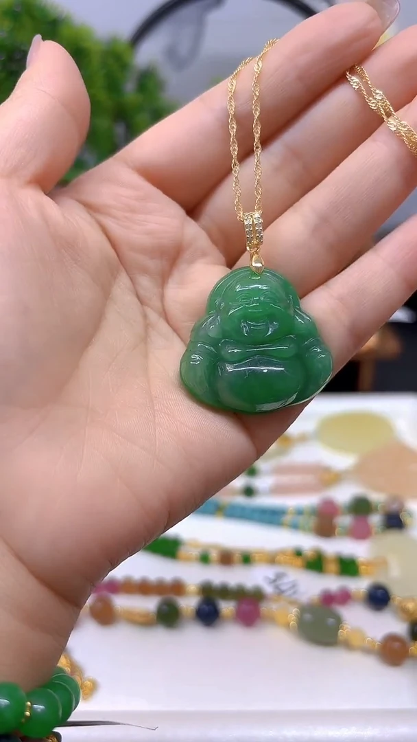 翡翠银S925镀金镶嵌吊坠(赠链)D215