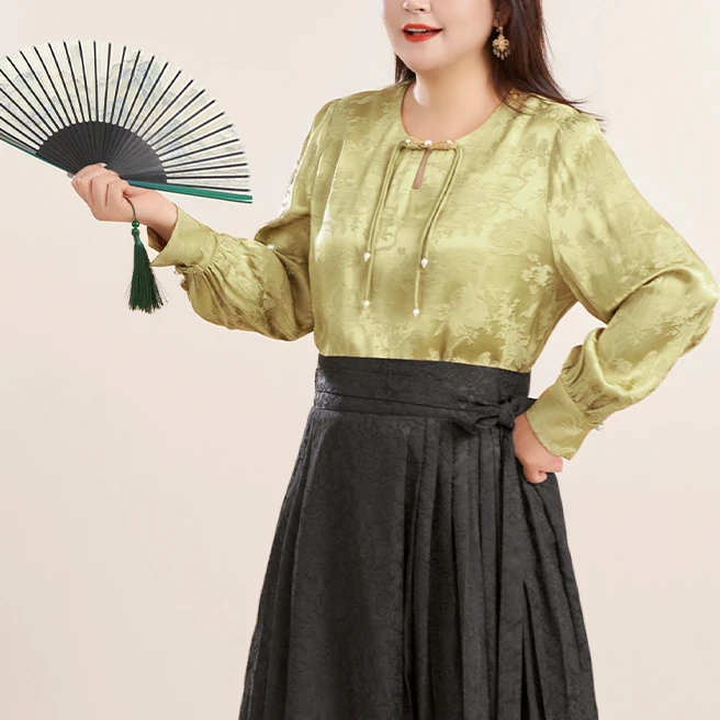 【新中式提花小衫】MsSheX采音女装提花缎面衬衫S~B2308023