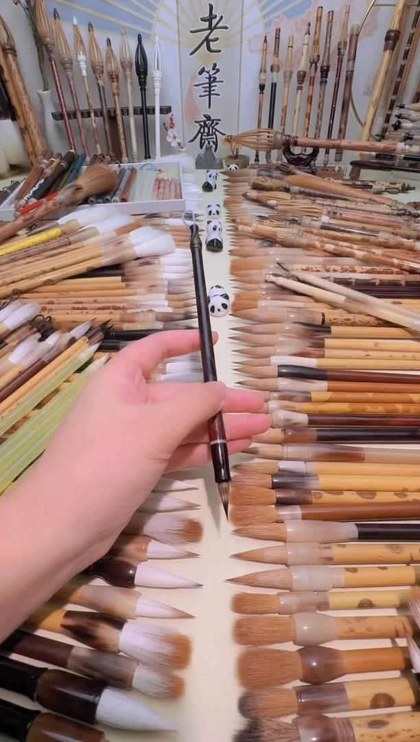 檀木杆紫毫小楷笔 出峰1.8cm