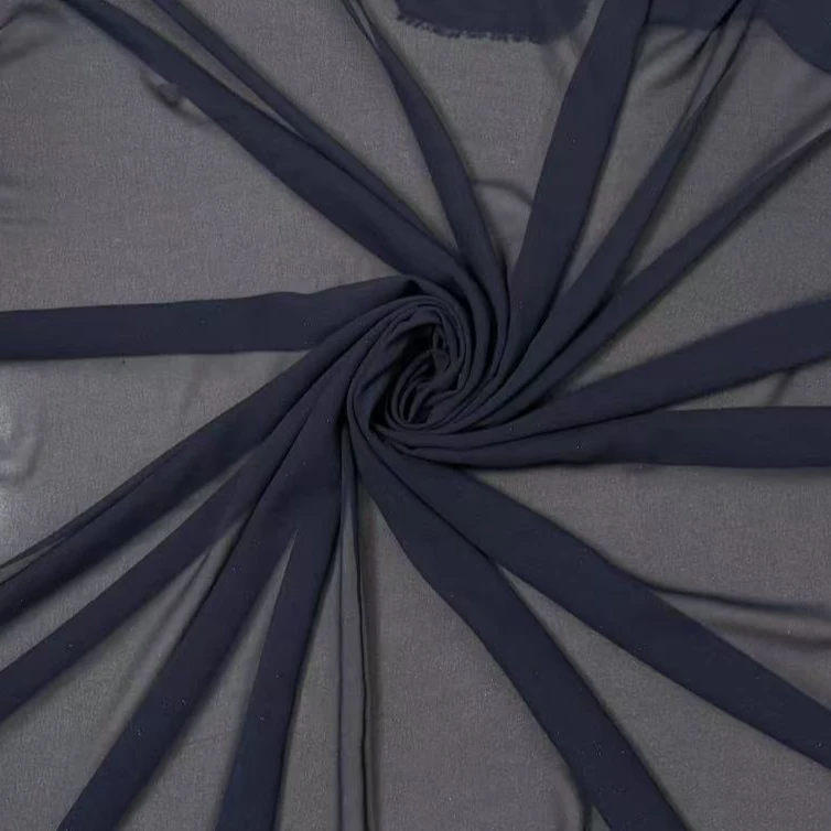 【藏蓝色烫金】【珍珠纱乔其纱】连衣裙面料布料时尚时装面料