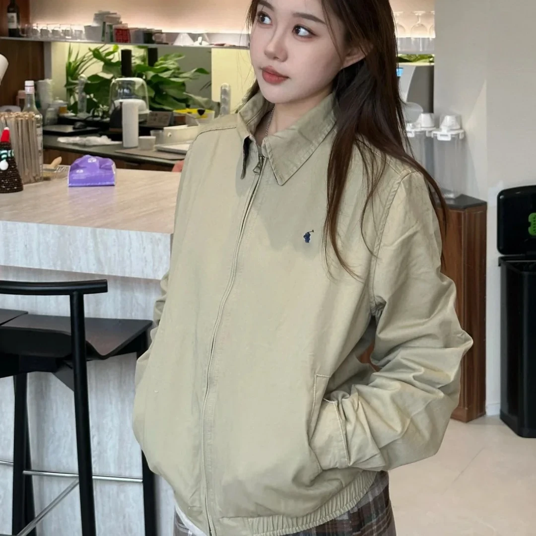 小马刺绣 男女同款经典运动翻领夹克行政夹克老干部夹克 夕夕