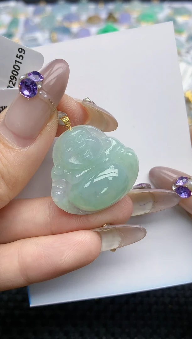 翡翠挂件18K金镶嵌71    天然翡翠A货