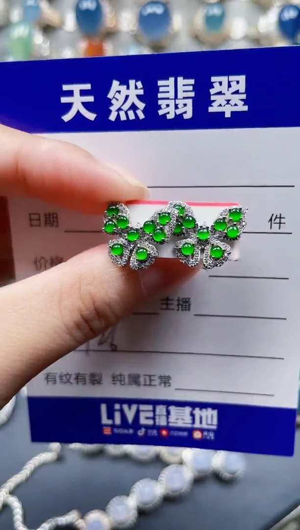 银S925镶嵌翡翠耳饰126