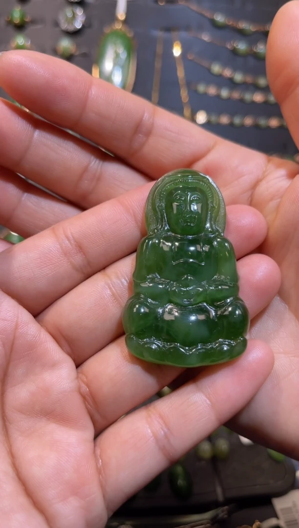 【闪购商品】和田玉碧玉观音吊坠未镶嵌多样性发一