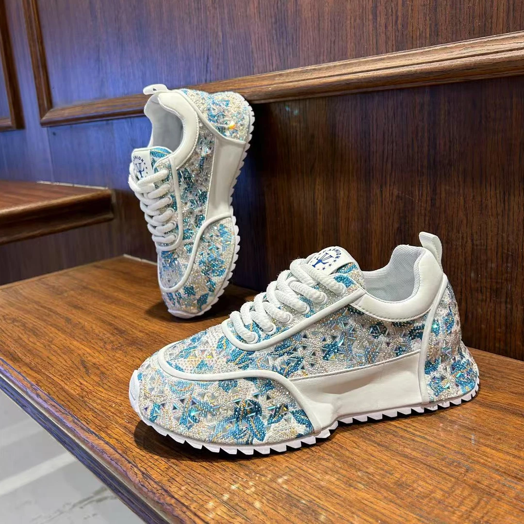 男鞋2025春季新款轻奢潮流男士包底休闲鞋增高透气烫钻鞋子男款