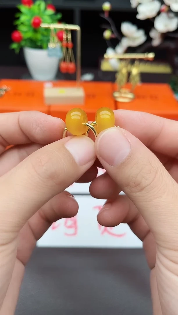 玛瑙/玉髓耳饰银S925镶嵌黄耳包