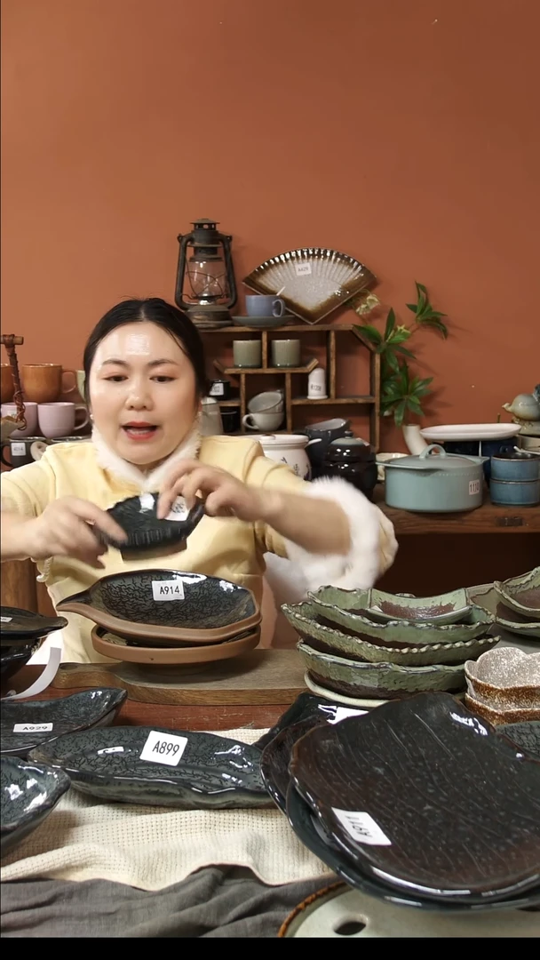 陶瓷A850 一只陶瓷棕泥高低碗微瑕13*6*3