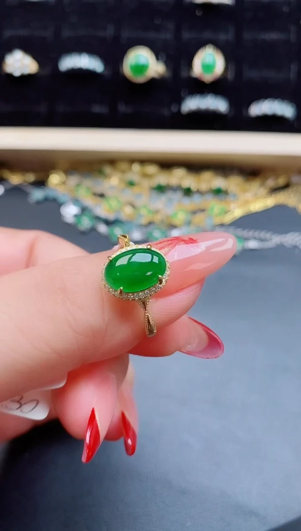 【闪购商品】翡翠戒指银S925镶嵌58500