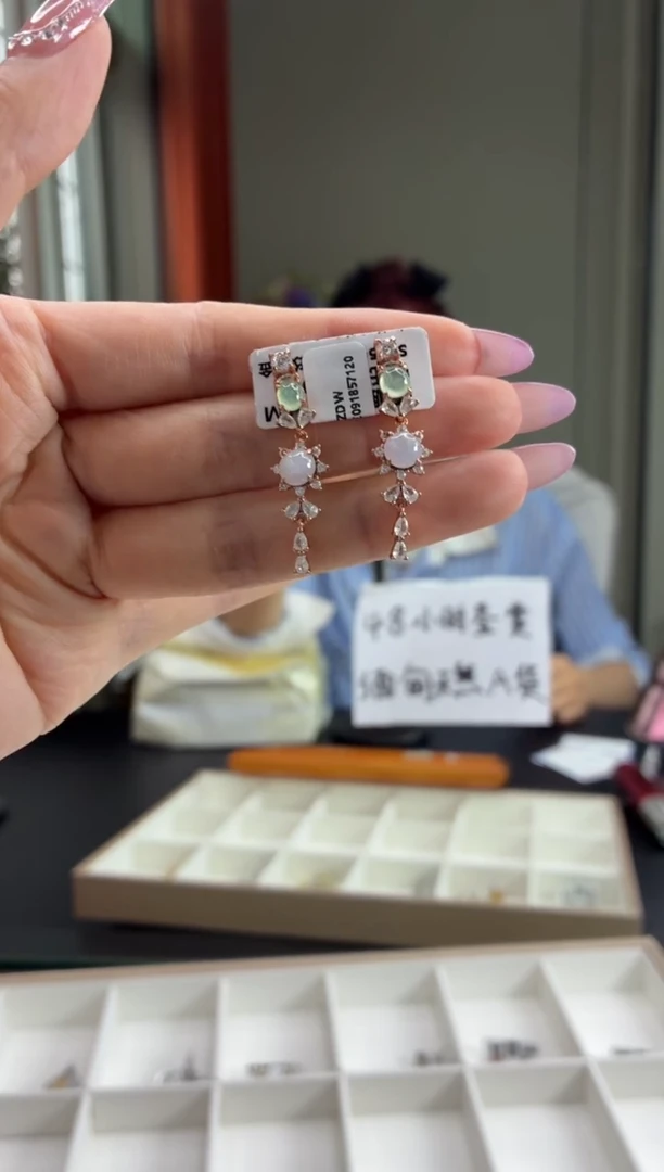 银S925镶嵌翡翠耳饰111111