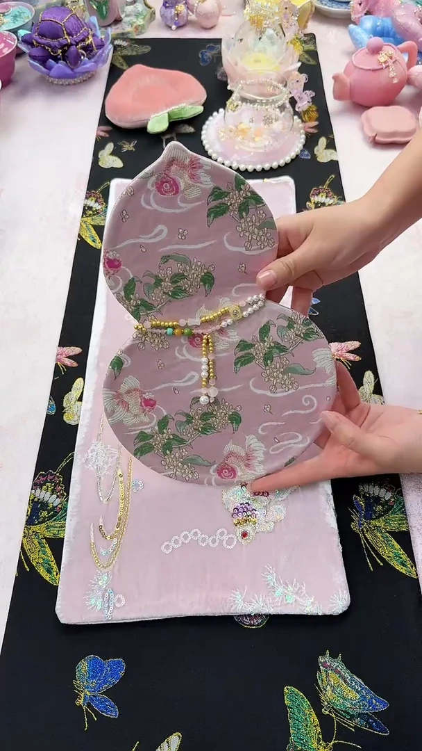 36粉色桂花鱼葫芦茶席 带链条