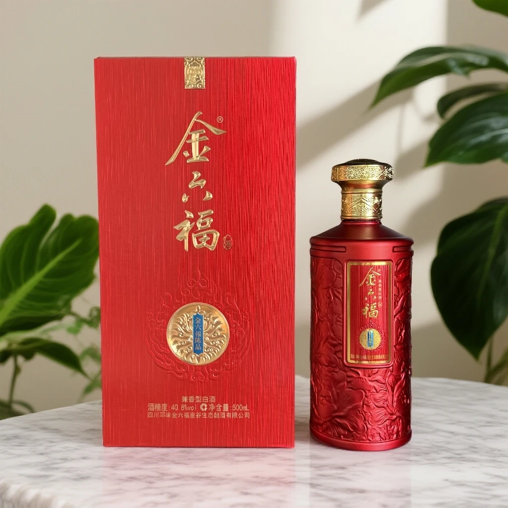 金六福40.8度陈品兼香型白酒整箱装500ml*4瓶中秋送礼自饮