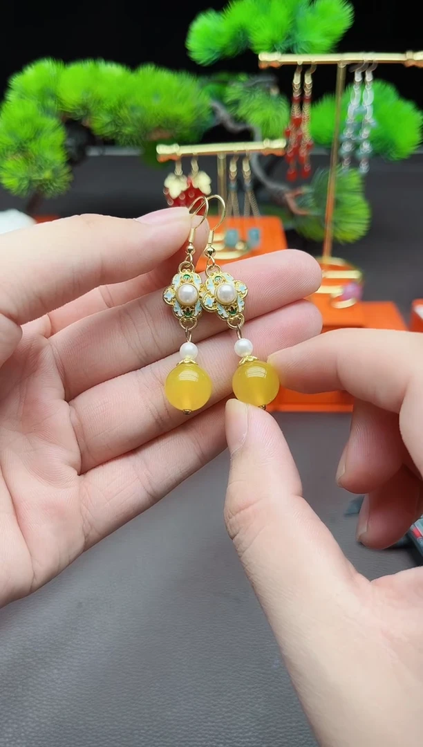 玛瑙/玉髓耳饰银S925镶嵌330