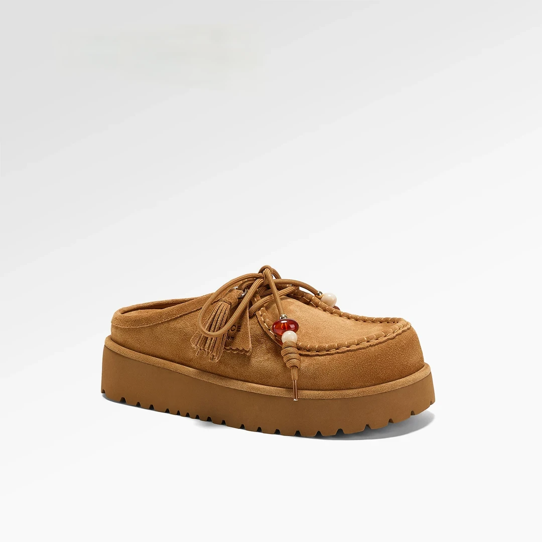 【聚新汇】2319-58新款复古磨砂皮增高勃肯时尚百搭包头软底半拖