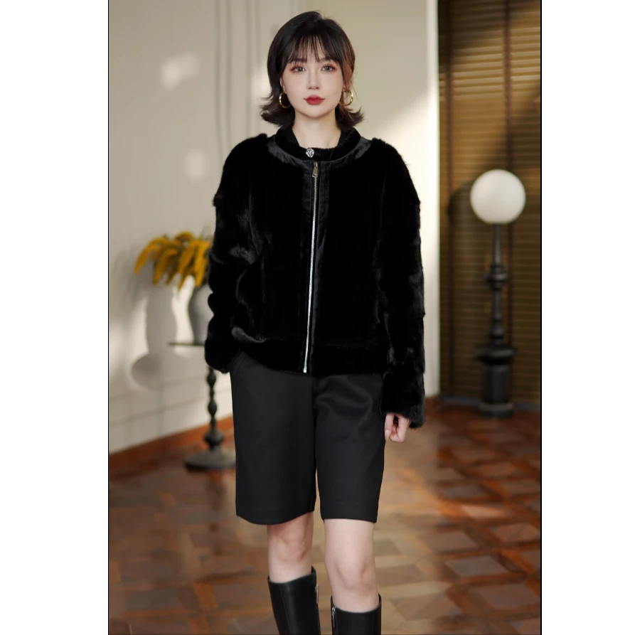 【瑞老板】26807海宁高奢水貂冬季时尚气质女装皮草短款外套