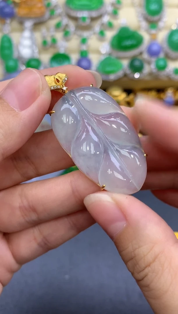 颈饰18K金镶嵌翡翠464-中国好珍宝