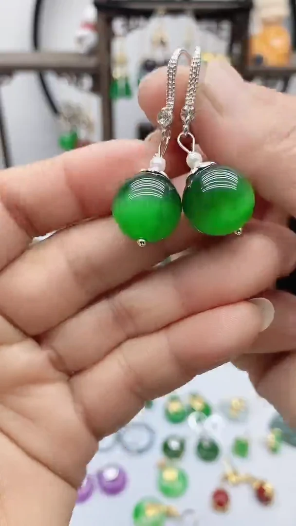 未镶嵌变石猫眼耳饰005