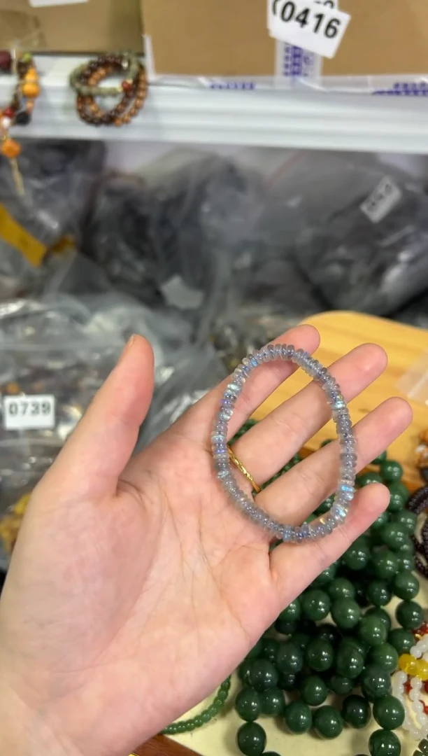 【闪购商品】月光石手链未镶嵌灰月光精工药片珠手链