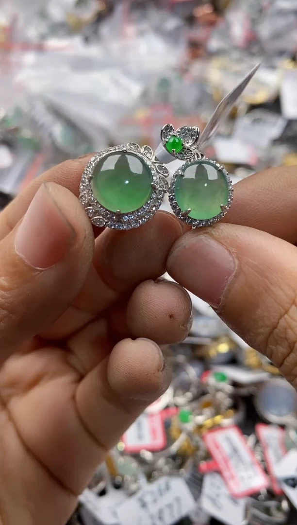 银S925镶嵌戒指翡翠15                   3