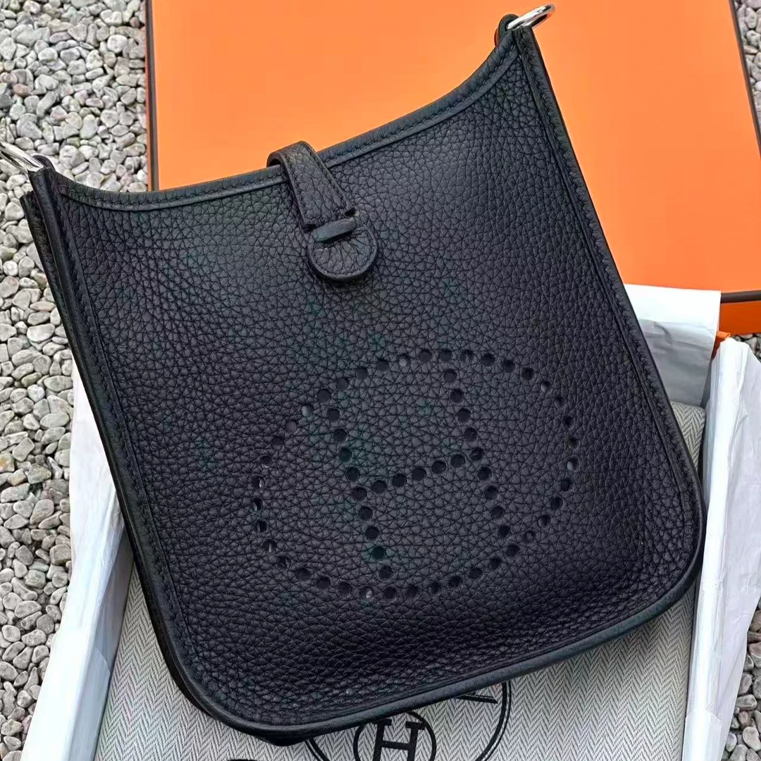 未使用 Hermes/爱马仕 阿古叔叔minievelyne黑银z刻togo皮闲置