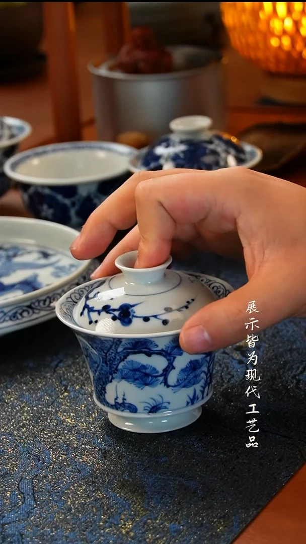 景德镇元青花松竹梅盖碗