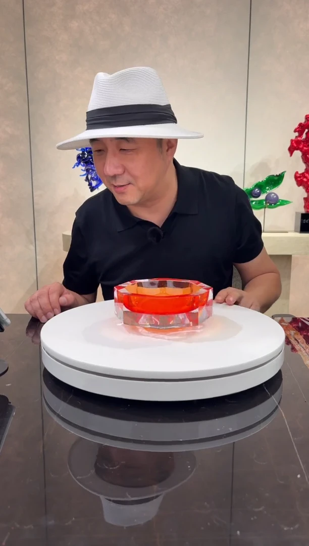 摆件落日红橙圆形烟灰缸