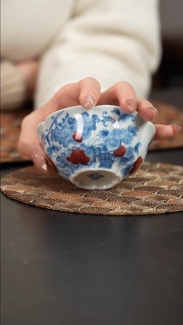 【闪购商品】杯屹朴堂釉里红艺圃