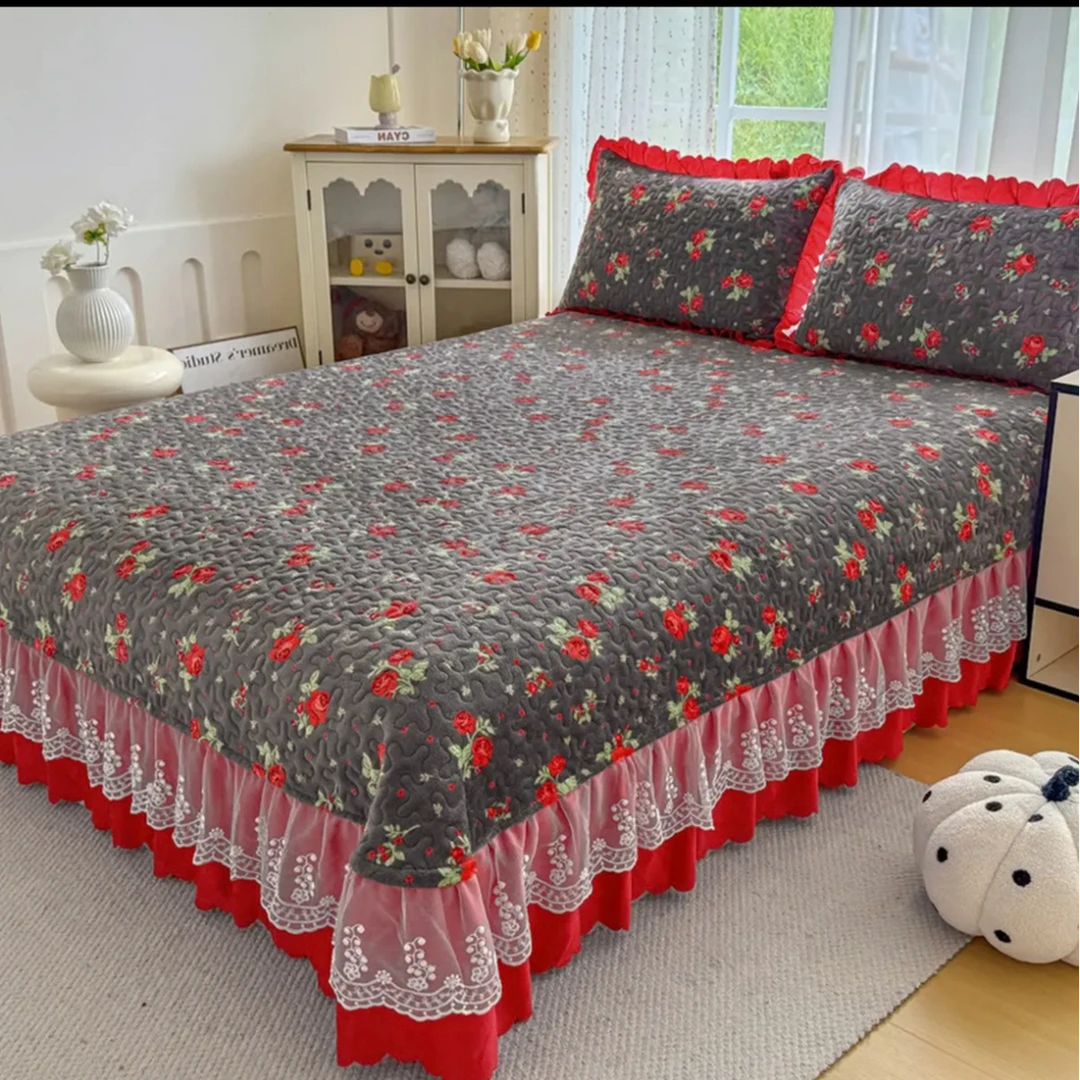 《2025新品》正品 秋冬床裙床盖高克重牛奶宝宝绒加厚保暖柔软床品