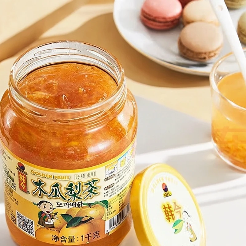 韩今韩国进口蜂蜜木瓜梨茶冲调饮品补充维C果实茶DIY茶饮料1kg