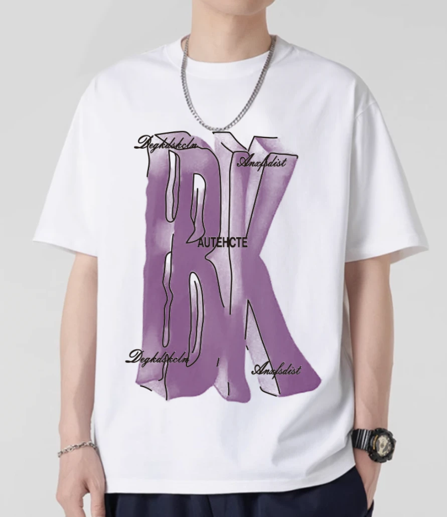 3D立体短袖潮流纯棉时尚休闲新款半袖宽松潮流圆领T恤百搭0895