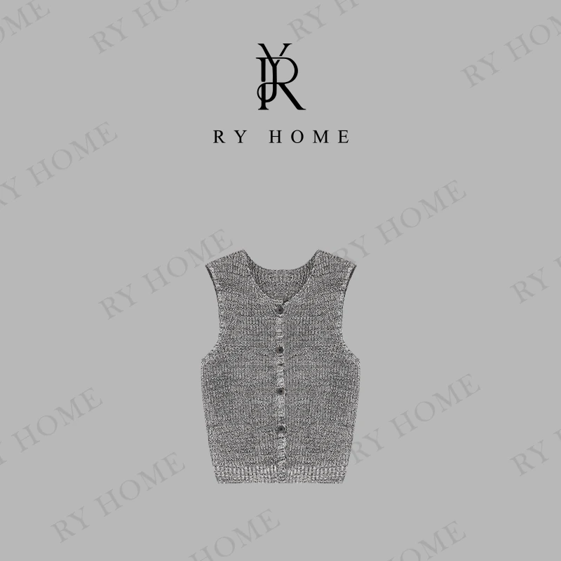 【容雨RYHOME】柔软花纱针织休闲马甲251MJ1472