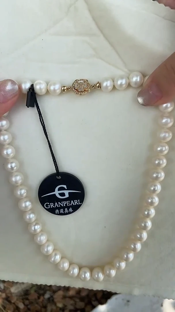 颈饰银S925镶嵌淡水珍珠10-11mm天然淡水珍珠项链
